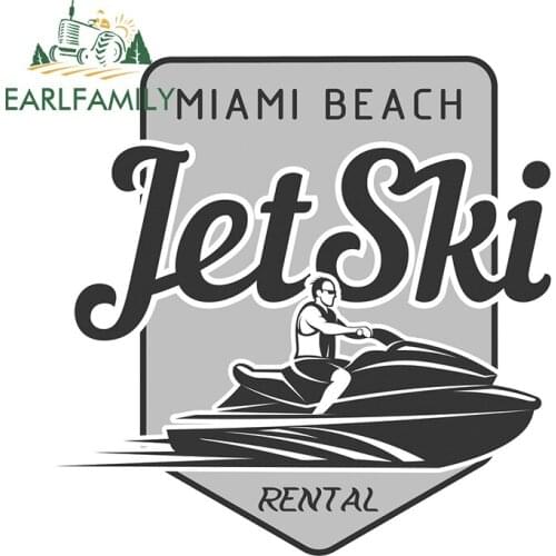 EARLFAMILY 13cm x 12.9cm for Jet Ski Rental Logo Isolated on Black Vinyl Car Stickers Air Conditioner Trunk Decals Scratch-Proof