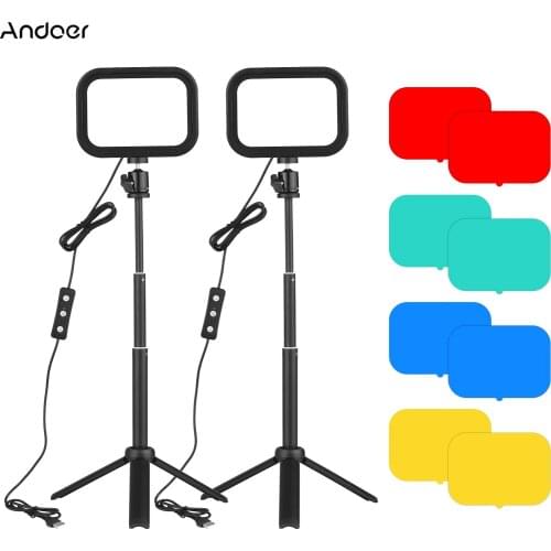 1/2/3pcs Andoer LED Video Light 5600K USB LED Fill Light+Desktop Tripod+Metal Ballhead+Color Filter for Live Streaming Video