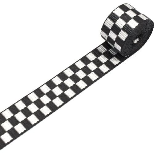 1"Webbing Belt Knit Tape Ribbon Black & White Ribbons Plaid Geometric Pattern Webbing Bag Webbing Bag Accessories Textile Sewing