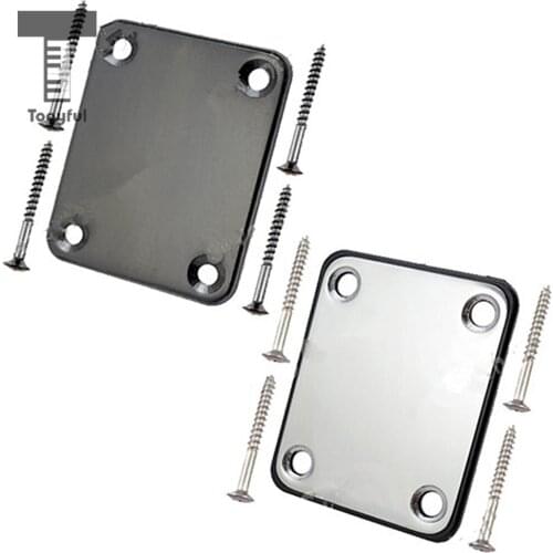 Tooyful Durable 1 Set Guitar Neck Plate with Screws for Electric Guitar/Bass Replacement Parts 64.5x51.2mm