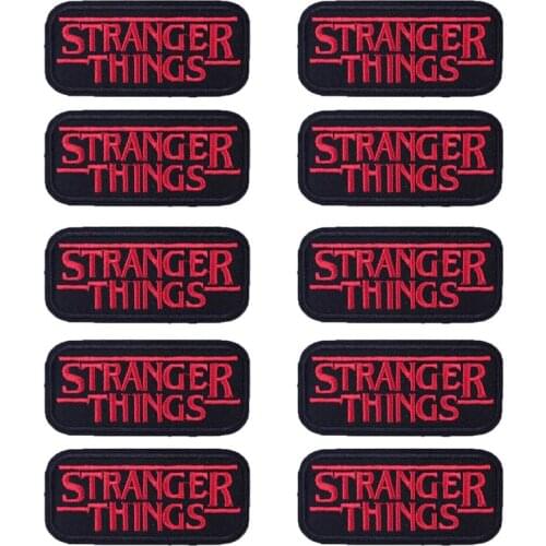10pcs/set Stranger Things Iron On Embroidered Patches On Clothes Letter Stickers Applique On Clothes DIY Badge Patch Wholesale