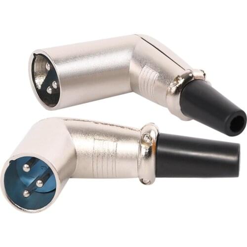 10pcs/lot XLR 3 Pin Female Male Microphone Solder Audio Adapter Plug 90 Degree Audio Converter Plugs for Microphone