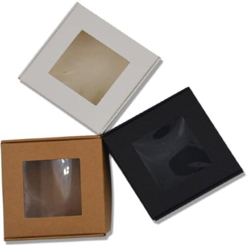 5pcs Brown Kraft Paper Window Box White Cardboard Packaging Gift Box Black Craft Packaging Jewelry Display Box Handmade Soap Box