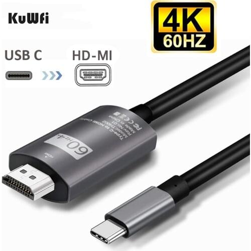 4K 60Hz Type C to HD-MI Cable USB C to HD-MI Cable Converter Type-c USB 3.1 Thunderbolt 3 Adapter for Macbook iPad Samsung S8