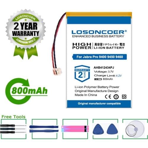LOSONCOER Battery 800mAh Battery 14192-00, AHB412434PJ For Jabra Pro 9400, 9450, 9460, 9465, 9470