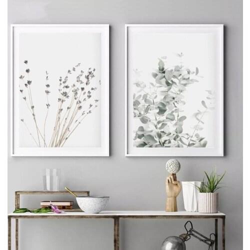 Watercolor Lavender Eucalyptus Botanical Posters And Canvas Scandinavian Decor Living Room Decorations Wall Decor Canvas