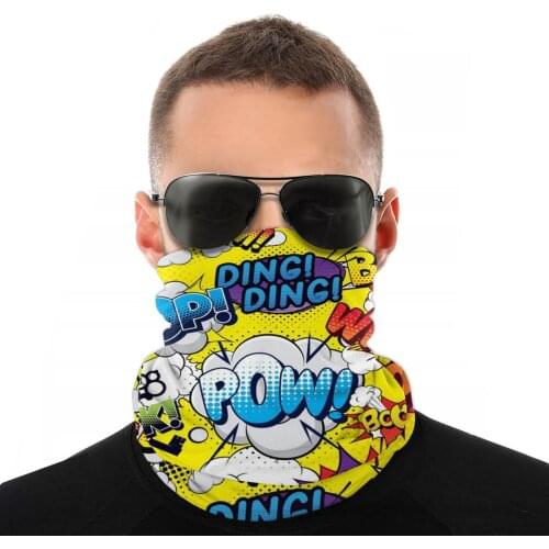 Pow Seamless Comics Scarves Half Face Mask Unisex Halloween Tube Scarf Seamless Bandana Multi-functional Headwear Biking Hiking