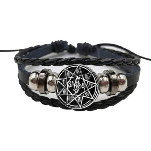 Hip-hop rock band bracelet steampunk band symbol adjustable glass leather bracelet men and women series