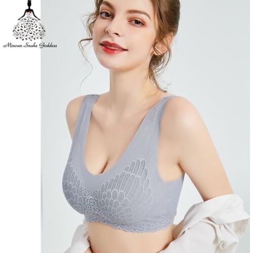 Womens Underwear Seamless Bra Cooling Gathers Shock-proof Pad Push Up bralette Plus Size Lace Beauty Back Bra Thai Latex 4.0