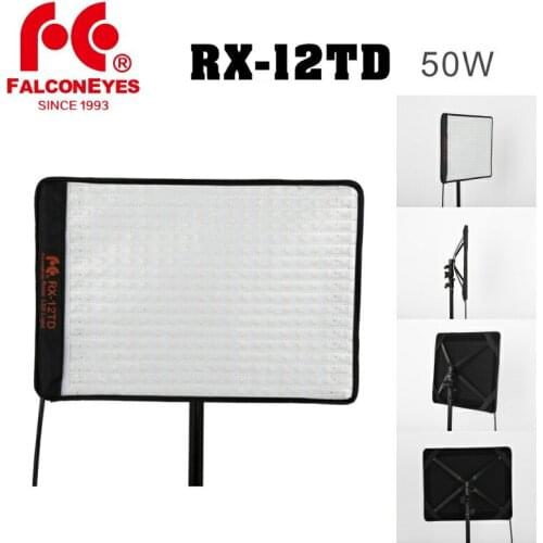 Falcon Eyes RX-12TD 50W Dimmable 3000K - 5600K 280pcs Portable LED Photo Video Light Water proof Flexible Rollable Cloth Lamp