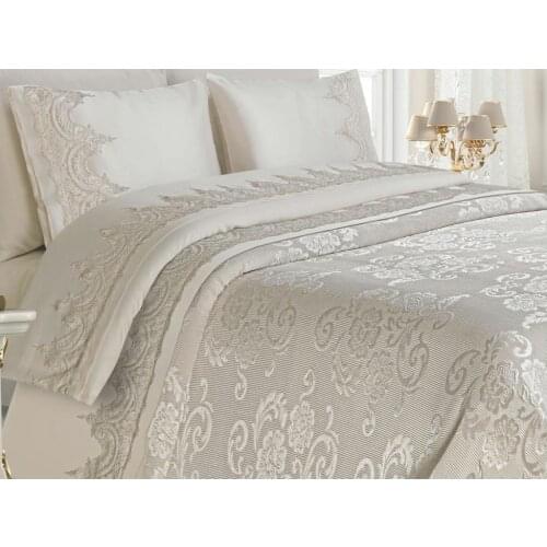 Violet Double -6 Pieces Pique Set -High Quality-Bedspread/Bed Cover-Pique- Embroidered Pillowcases-Color Options