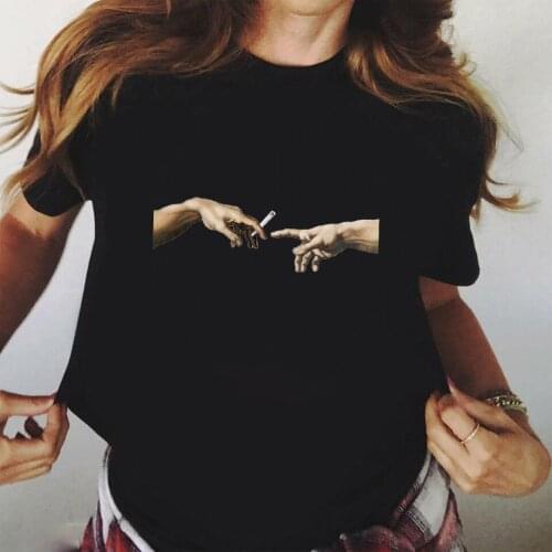 FIXSYS Harajuku Womens T-Shirt David Michelangelo Statue Print Tee Tops Summer Funny Vintage Shirts Unisex Hip Hop Clothes