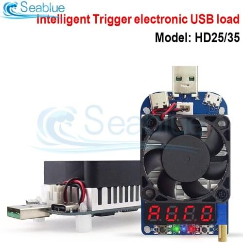 HD25 HD35 Trigger QC2.0 QC3.0 Electronic USB Load Resistor Discharge Battery Test Adjustable Current Voltage 4A 5A 25W 35W