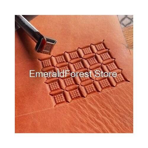 Leather carving printing tools Manual DIY tools New steel geometric carving tools 10mm*10mm