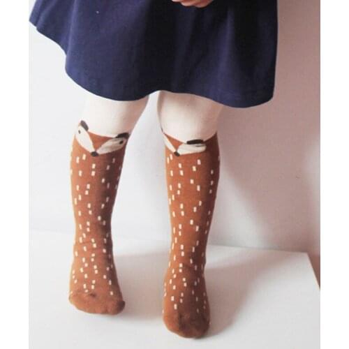 Kids Baby Girls Tights Animal Fox Polka Dot Soft Cotton Warm Knitted Pantyhose Anti-slip Autumn Winter Floor Stocking Leg Warmer