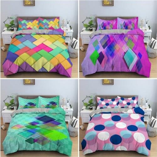 Colored Geometric Pattern Bedding Set Luxury Duvet Cover Sets Single Twin King Size Bedclothes With Pillowcase Home Decor 2/3PCS