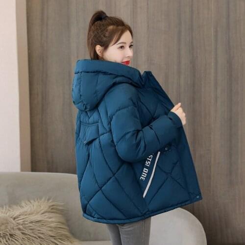 Womens Winter Jacket With Zipper Hooded Parkas Woman Cotton Padded Solid Casual Plus Size Thick Coat Female Cotton Outwear