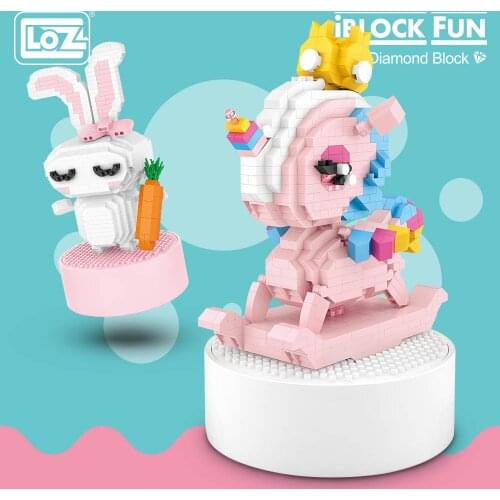 LOZ Diamond Blocks Music Box Carousel Rabbit Fairy Princess Mini Bricks Building Blocks Set Kids Assembly Toys Pixels Gift Hobby