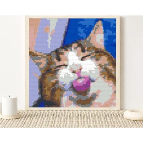 Maxfun Photo Customization 4800 Pieces Of Building Blocks Painting Pet Cat Puppet Cat Diy Puzzle Pixel Art Mosaic Mural Home Dec