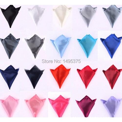 600pcs/lot Mens suit Satin Pocket Square Hankerchief Hanky Plain Solid Color