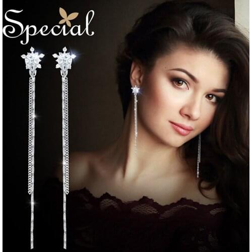 Special Fashion 925 Sterling Drop Earrings AAA Zirconia Long Earrings Tassel Earrings Jewelry Gifts for Women S2703E