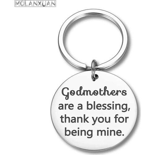 Godmother Gift Keychain from Godchild for Baptism Christening Godmother Are A Blessing Thank You for Being Mine Birthday Keyring