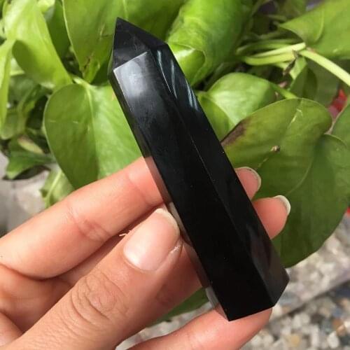 Natural Crystal Obsidian Crystal Point Hexagonal Column Quartz Crystal Mineral Ornament Couple Decoration DIY Gift Jewelry
