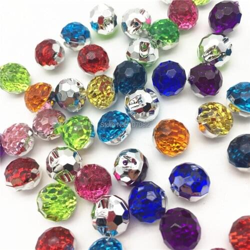 100pcs 12mm Mixed Clear Acrylic Buttons Round Ball Shiny Button Coat Boots Sewing Clothes Accessories