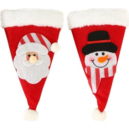 Christmas Decorations Santa Claus Non-woven Hat Tableware Setting Knife And Fork Mat New Year Christmas Ornaments For Home Gift