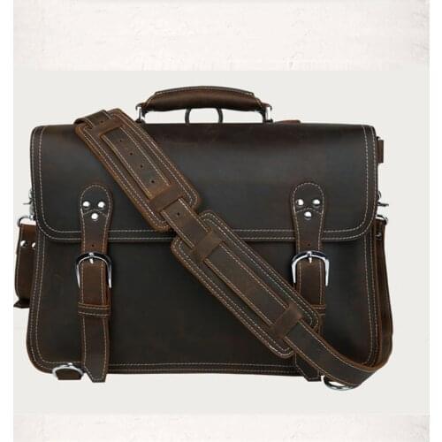 100% Genuine Leather Backpack Men Shoulder Bag Vintage Crazy Horse Leather Laptop Backpacks Business Tote Weekend Rucksacks