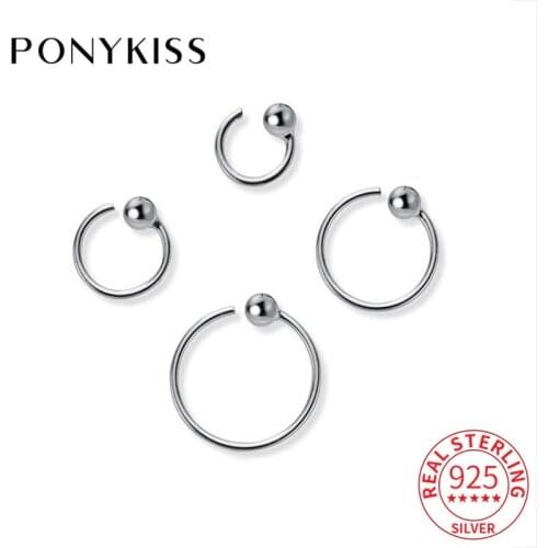PONYKISS Romantic S925 Sterling Silver Chic Sweet Elegant Round Bead Clip Earrings Women Party fine Jewelry Lover Gift Accessory