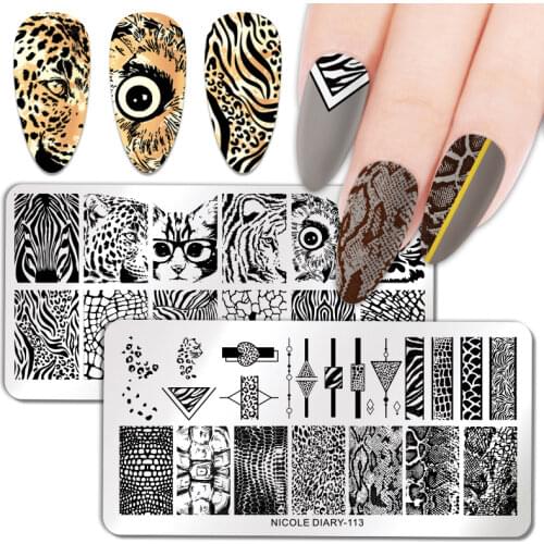 Animal Theme Women Nail Art Printing Template Stainless Steel Rectangular Printing Plate Nail Stamping Plates Nail Art Template