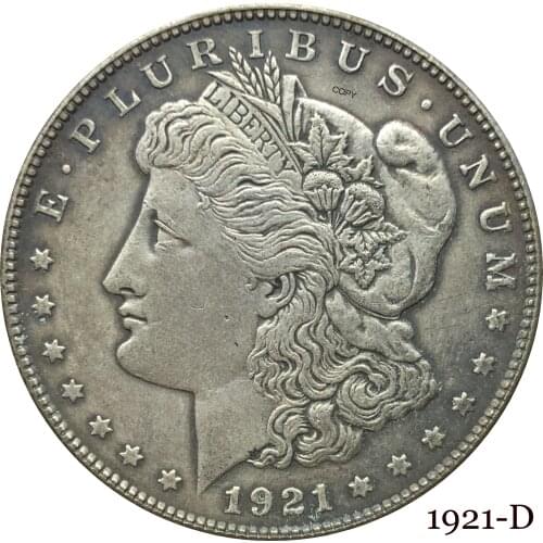 United States Of America 1921 D Morgan One Dollar US Coin Liberty Cupronickel Silver Plated In God We Trust Copy Coin