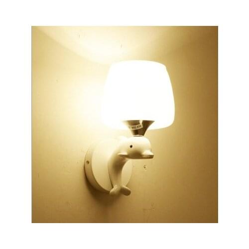 Modern creative LED wall lamp glass sweet contracted dolphins children bedroom the head of a bed room sitting room corridor wall
