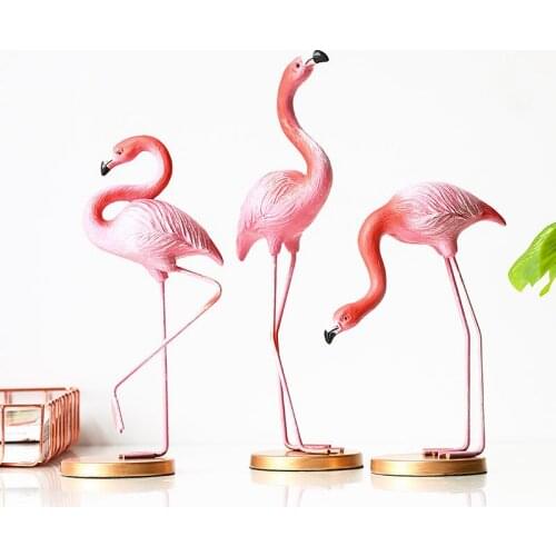 ABSTRACTION FLAMINGO STATUE ANIMAL BIRDS MODERN ART RESIN CRAFTWORK HOME INTERIOR DESIGN L2966