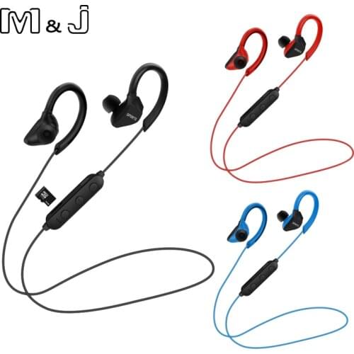 M&J Bluetooth 5.0 Earphone Metal Magnet Wireless Headphones Stereo TF Card Headset Sport Earpiece Earbuds HiFI Bass Hands-free