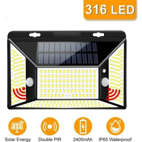 316 Led Solar Lamp Outdoor Solar Light 2835SMD PIR Motion Sensor Powered Sunlight Wall Lamp Waterproof Garden Lights Decoration