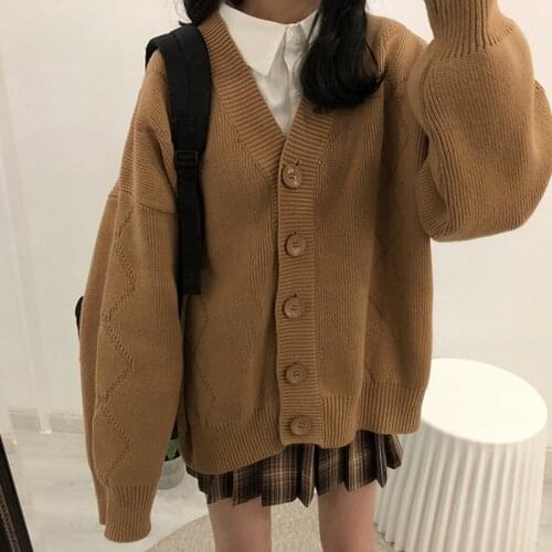 Womens sweaters oversize long sleeve Buttons knitted Loose Coat cardigan Top korean fashion female Jacket aesthetic clothing