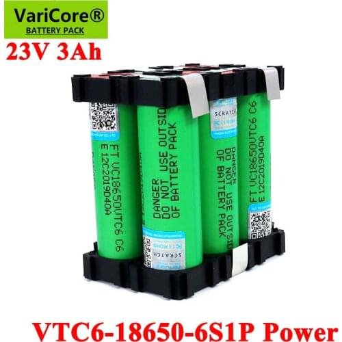 VariCore 18650 VTC6 6S1P 3000mAh High power 20A 21V/25.2V for Screwdriver Electric hand drill batteries weld battery pack