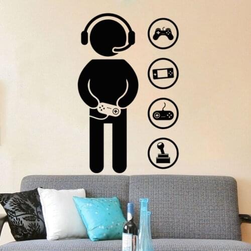 Video Game Wall Mural Game Controllers Wall Decal Teen Boys Room Decoration Video Gamer Wall Sticker Boys Gift Home Decor AY948