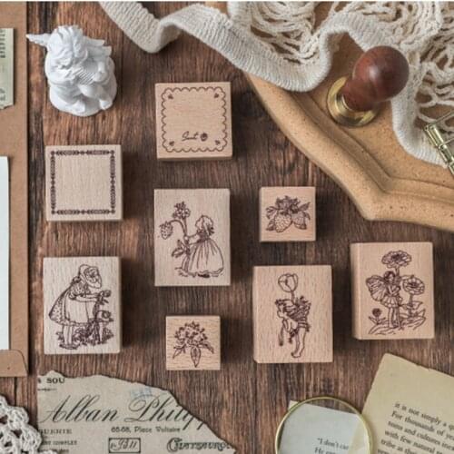 Vintage Girl Elf Picture Frame Stamp DIY Wooden Rubber Stamps For Scrapbooking Stationery Scrapbooking Standard Stamp