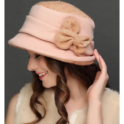 Womens Autumn Winter Hat New Elegant Version Wool Cap Adult Leisure Basin Hat Student Cotton Insulation Travel Hat B-7658