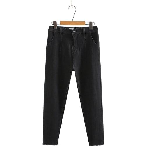 Plus size harem Pant jeans women high waist 2021 fashion black Woman clothes elasticity denim trousers oversize