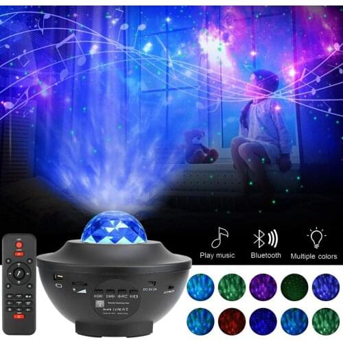 Star Projector Night Light Sky Laser Ocean Wave Starry Projector with Bluetooth Speaker Rotating LED Night Lamp for Kids Bedroom