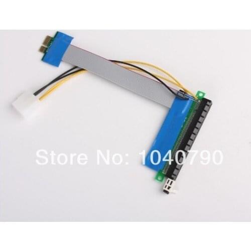 10pcs/lot PCI-E Express 1X to X16 riser ribbon Cable with molex power supply cable for bitcoin miner/4 Pin Power Connector power