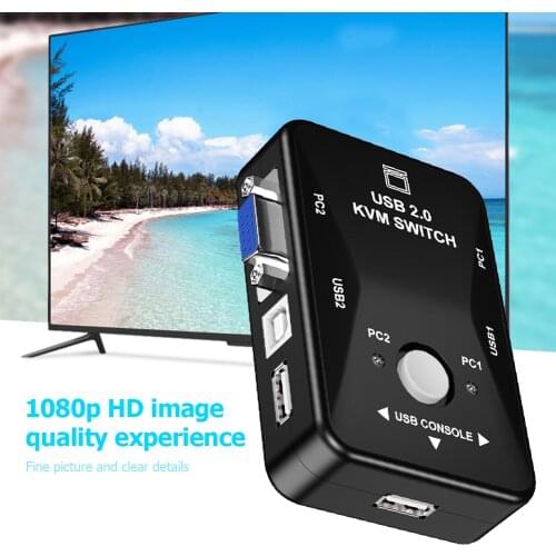 HW1701 2 Port USB HDMI-compatible Manual KVM Switcher 2 in 1 Out 4K 1080P VGA Splitter Box for Sharing Keyboard Mouse Monitor