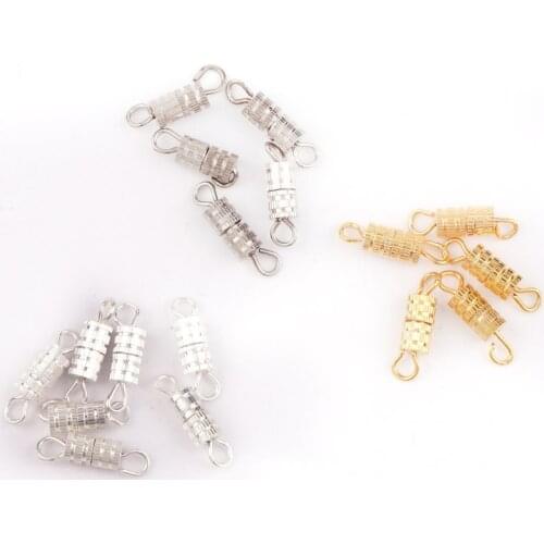 20pcs 4*14mm Copper Necklace Screw Clasps Gold Silver Color Metal End Connectors Clasps Hooks Diy Bracelet Jewelry Accessories