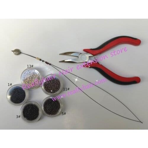 Free shipping 5000pcs Nano rings+1pcs angle head plier+1 pcs NanoRings hook needle for NanoRings hair extension tool kits