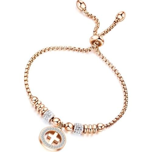 Bracelet womens rose gold Simple style bracelet stainless steel Zircon friendship bracelets gifts accessories steel new jewelry