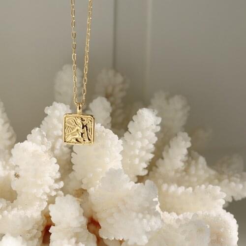 Vintage Square Angel Necklace For Women Men Chain Choker Gold Color Fashion Chunky Chain Necklaces Wedding Party Jewelry